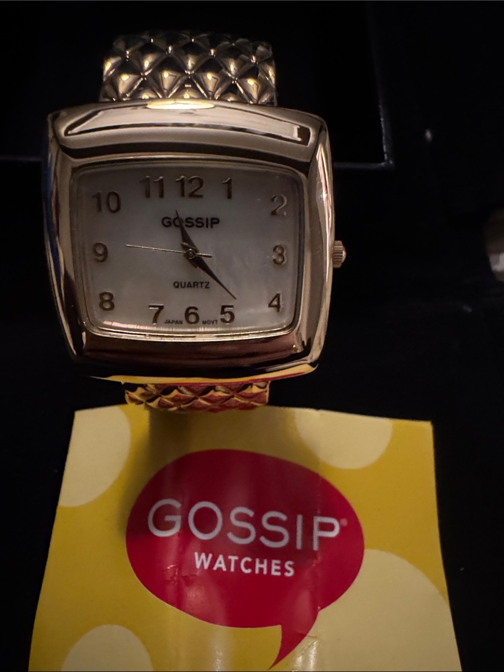 Vintage Gossip Gold-Tone Square Face Women's cuff bracket Watch with White Dial